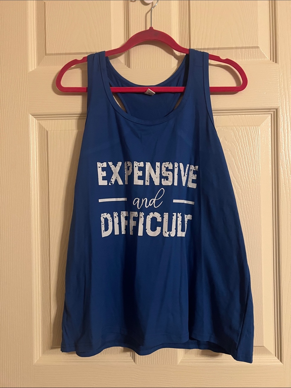 SHEIN Blue Graphic Tank Top - 'Expensive and Difficult'
